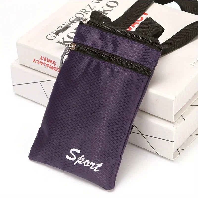 Bolsa deportiva inclinada para teléfono: bolsa multifuncional con correa ajustable de fibra de poliéster duradera, perfecta para uso diario, color aleatorio