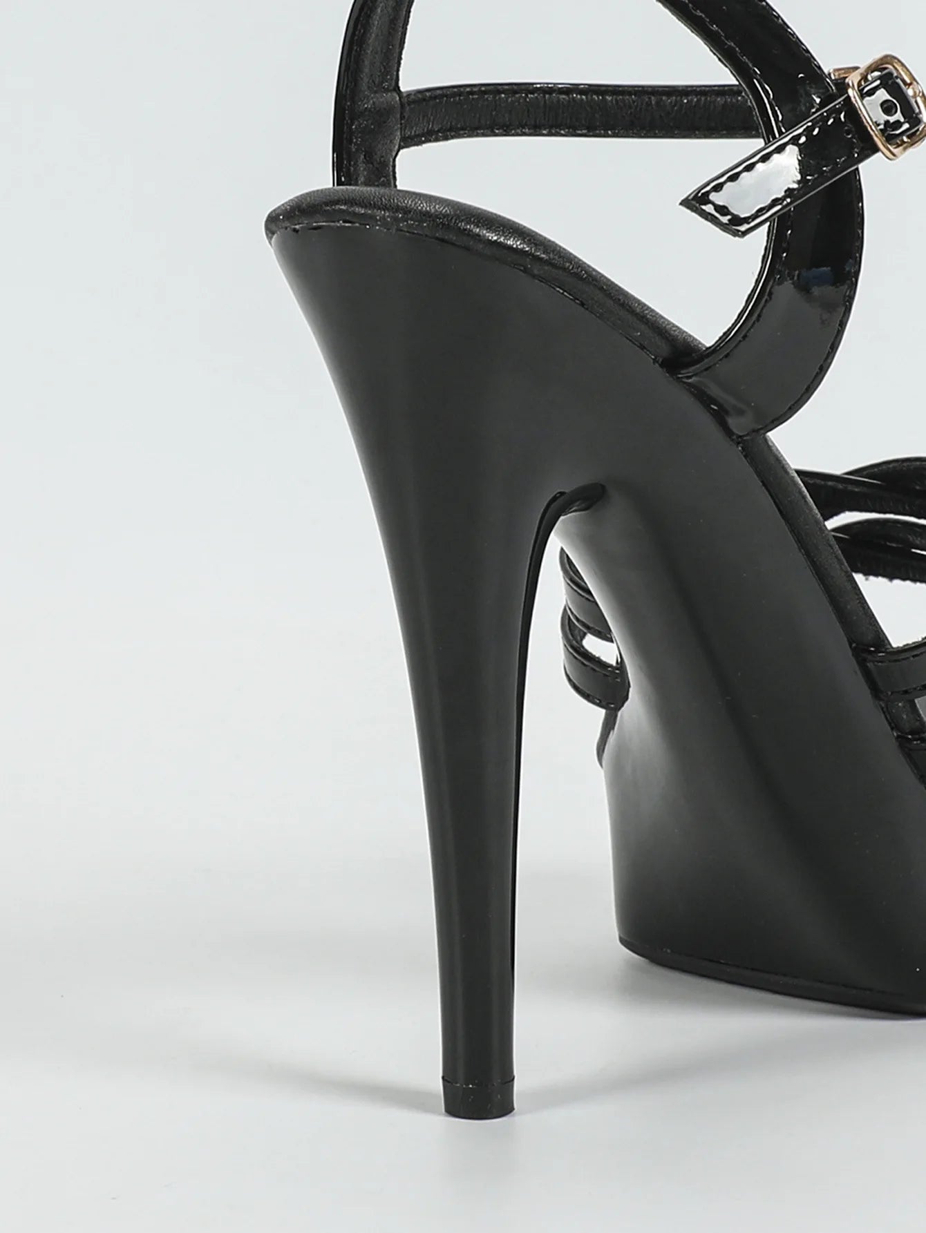 Zapatos de tacón alto para mujer, talla 43, con tiras finas, estilo pasarela, de 13 cm, con plataforma sólida, para fiesta y discoteca, color negro