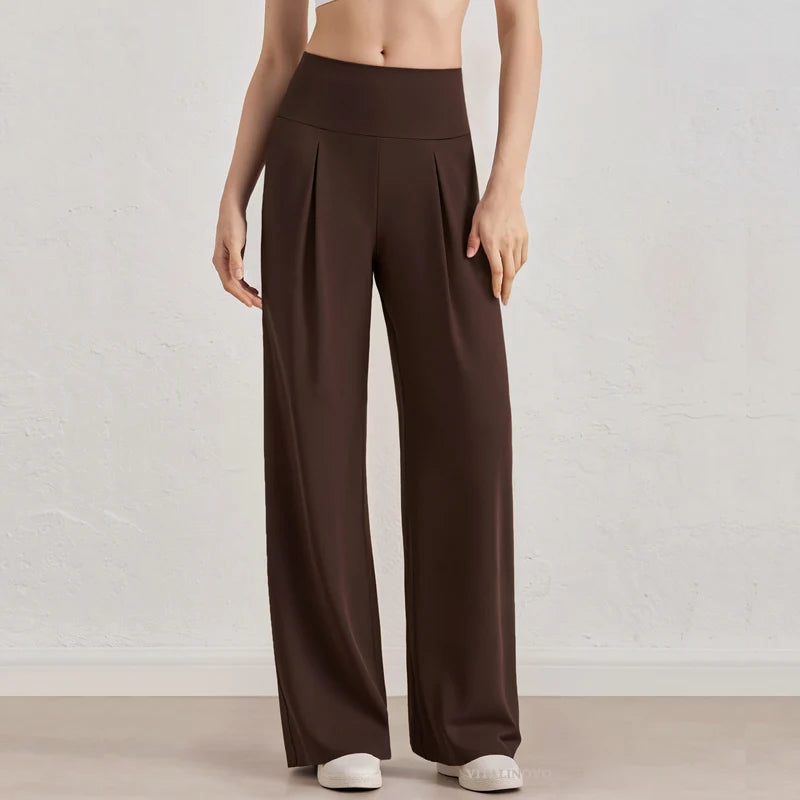Pantalones de pierna ancha para mujer VITALINOVO, sin bolsillos, cintura alta, elásticos, holgados, tipo chándal, sensación de desnudez, informales, para estar en casa, yoga o entrenamiento, estilo palazzo.