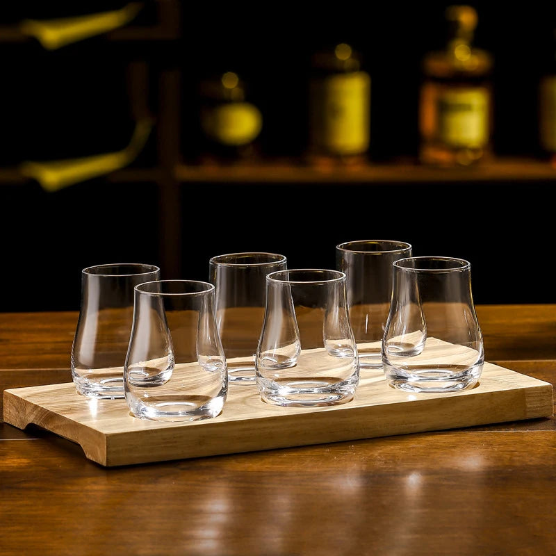 Vasos de whisky Old Fashioned redondos, transparentes, con forma de huevo y bandeja de madera, vasos de whisky, cristalería para bar de bourbon