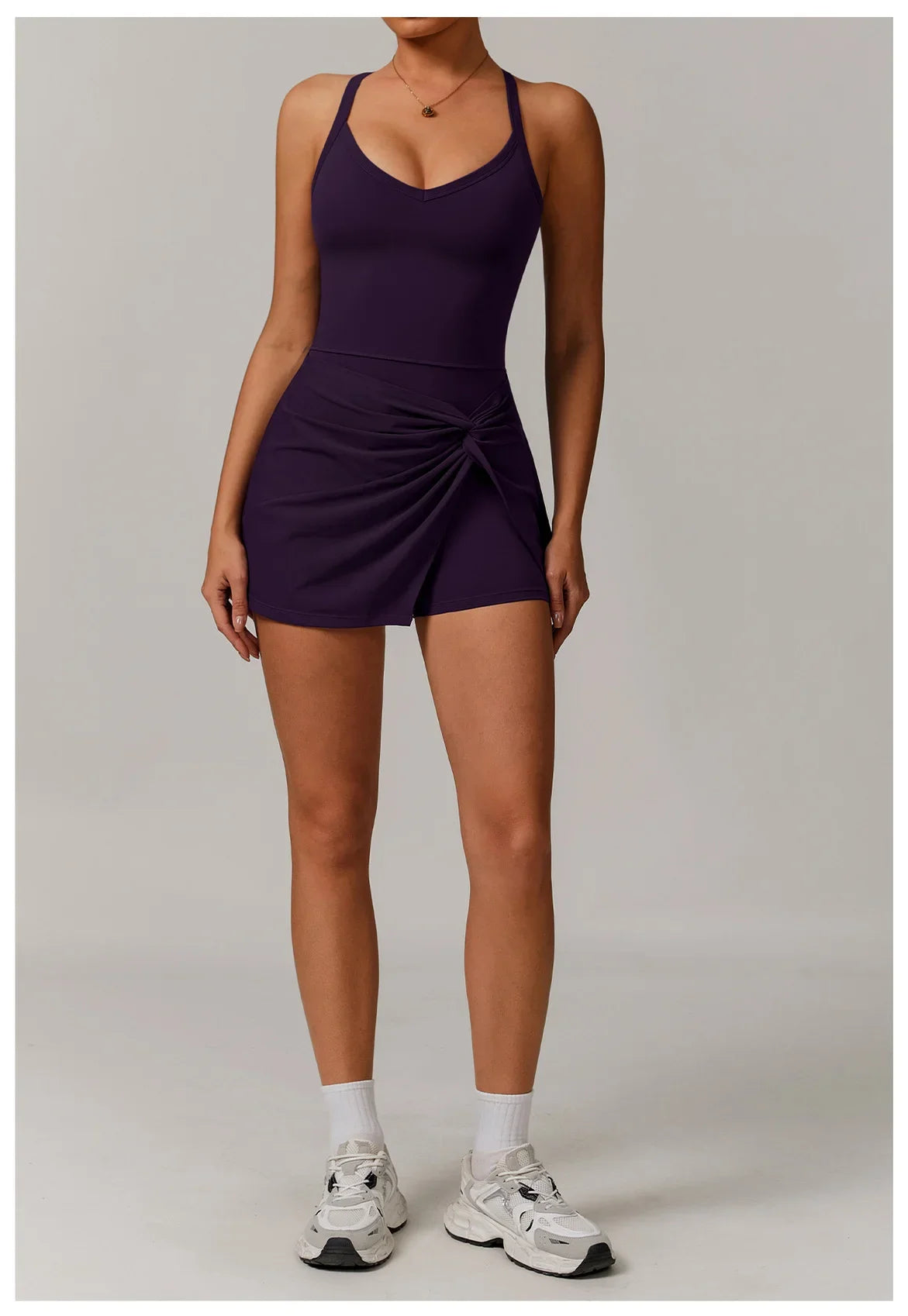 Falda de una pieza para mujer, de verano, segura, para yoga, tenis, gimnasio, golf, correr, deportes, fitness, con almohadillas para el pecho, antideslumbrante, para baile.