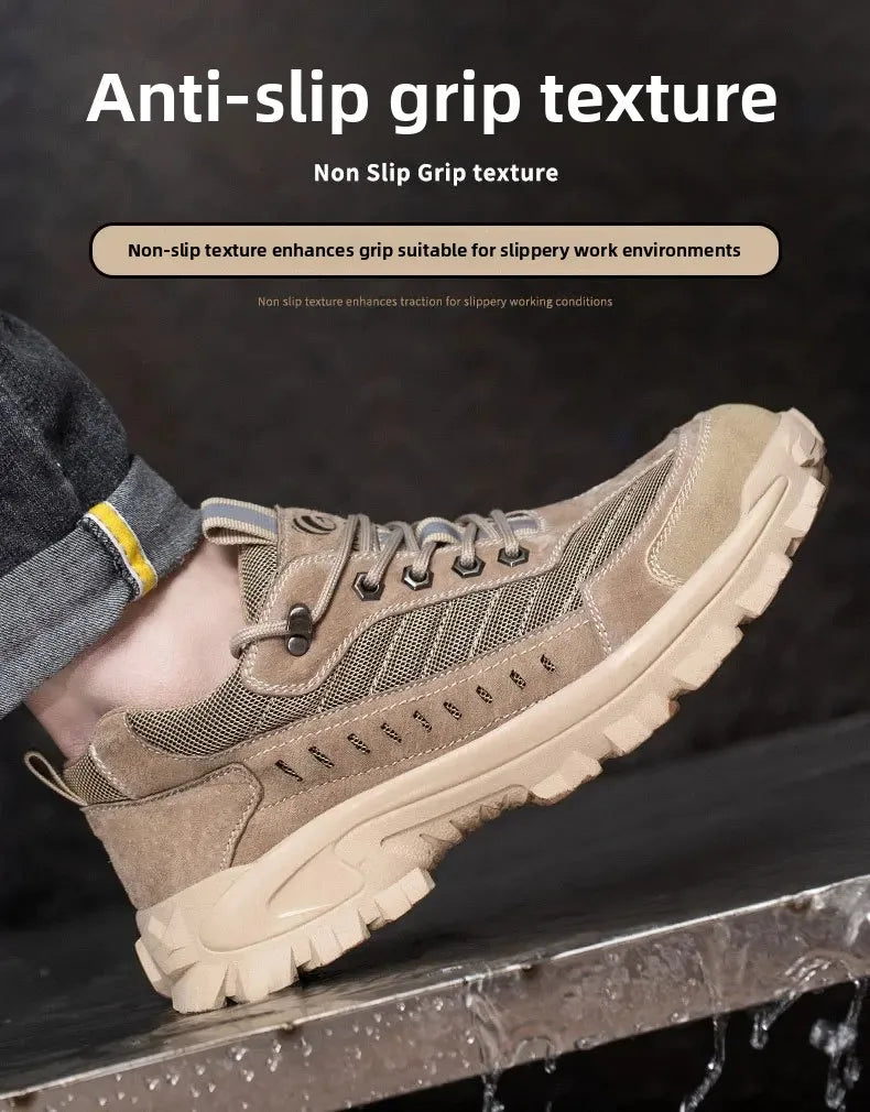 Spring New Men's Steel Toe Safety Shoes Breathable Work Shoes Anti Crush And Piercing High Temperature Resistant Wear Proof