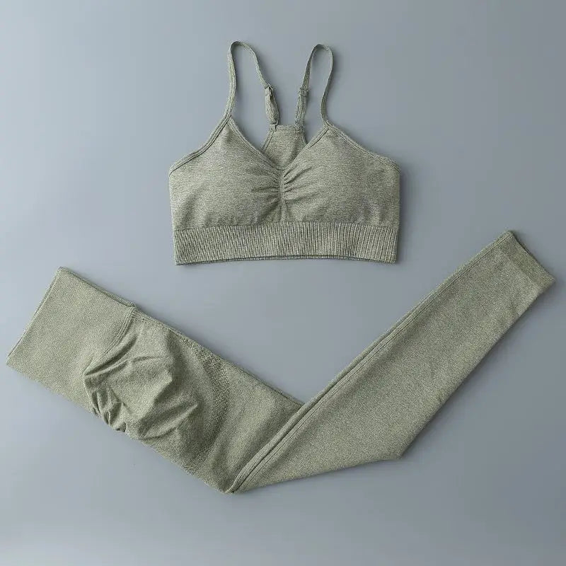 Conjunto deportivo para mujer, top deportivo, leggings de yoga, sujetador deportivo, leggings sin costuras para realce de glúteos.