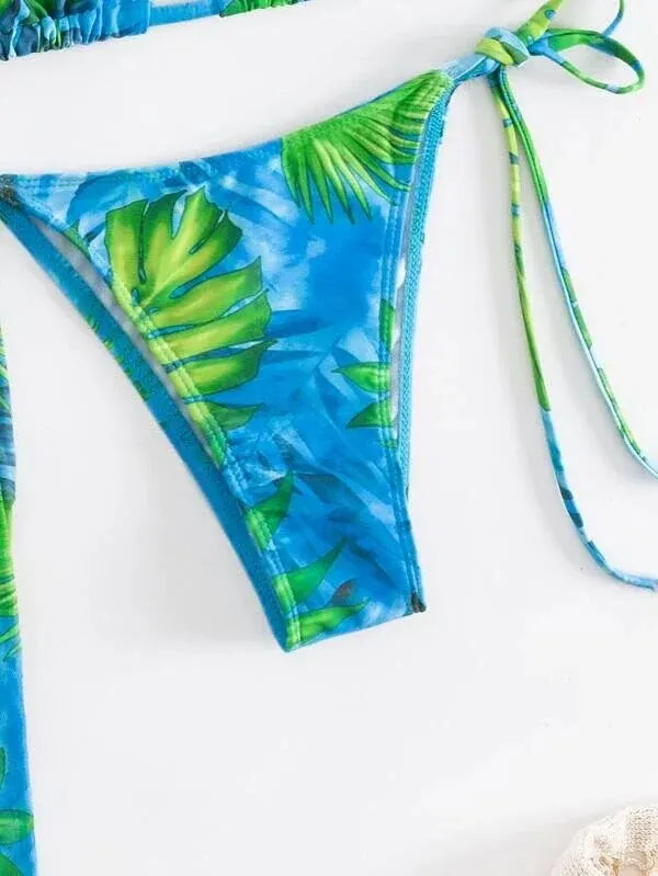 Bikini de tres piezas con tiras triangulares 2025 para mujer, traje de baño tipo kimono, ropa de baño sexy para mujer, traje de baño para playa