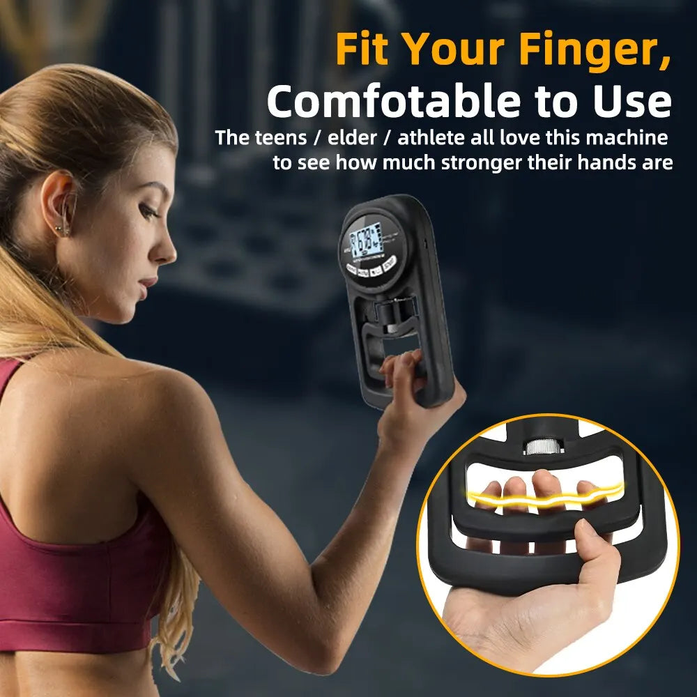 Dinamómetro digital de mano de 120 kg/265 lb con pantalla LCD y USB para entrenamiento de potencia y deporte.