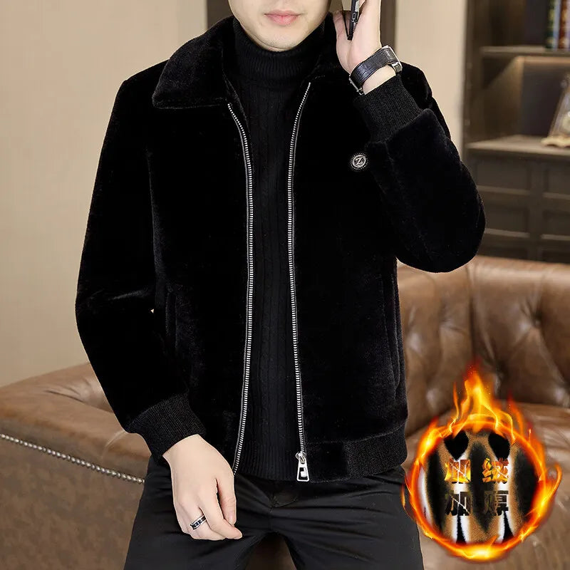 Chaqueta de algodón de invierno para hombre, nueva, resistente al frío, de alta gama, con forro polar, gruesa, informal, ajustada, con cremallera, abrigo corto de moda, tendencia