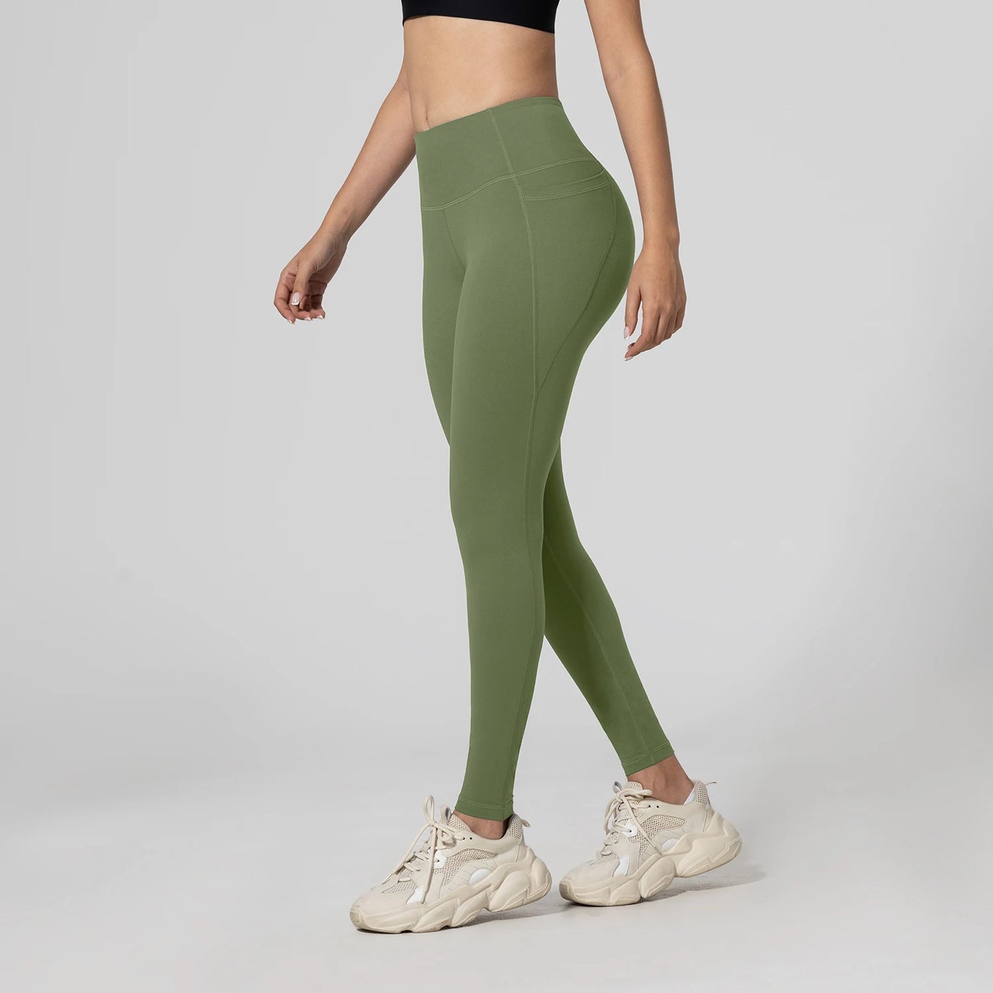 Leggings de yoga para mujer, 2 unidades, con bolsillos, color liso, para gimnasio, actividades al aire libre, cintura alta, ajustados, pantalones deportivos para correr.