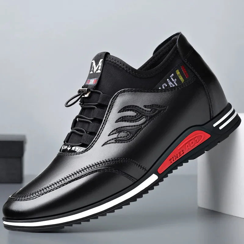 Zapatillas deportivas informales de moda para hombre, con aumento de altura invisible de 6 a 8 cm, de cuero auténtico, para verano.