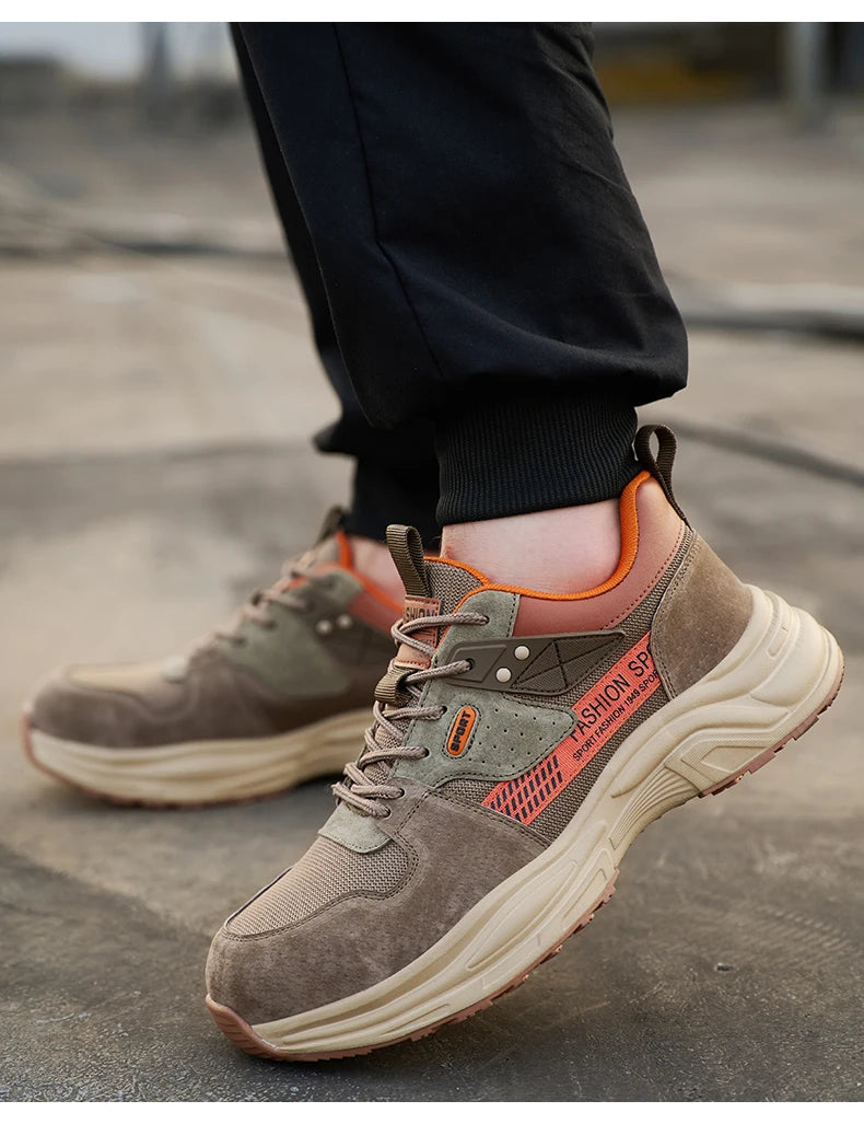 Zapato de trabajo antiperforación para hombre, zapatillas de trabajo de seguridad transpirables con puntera de acero, zapatos indestructibles, botas de trabajo transpirables.