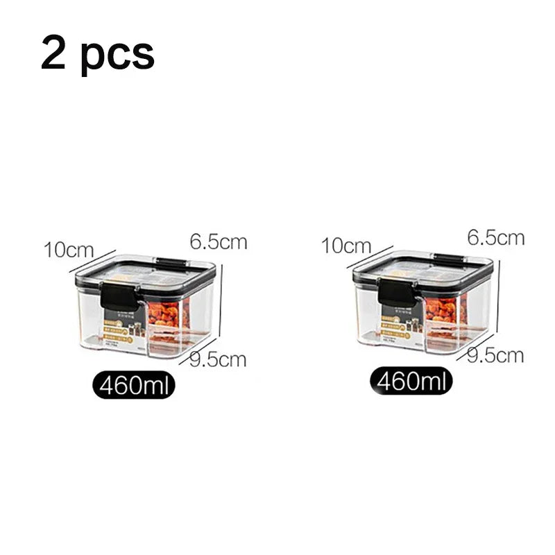 Juego de contenedores de alimentos para mascotas, caja de almacenamiento de 460-1800 ml, transparente, apilable, para cocina, seco, para espaguetis y fideos, recipientes sellados.