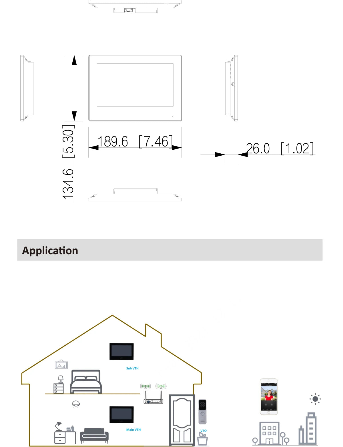 Dahua KTW02 VTO2311R-WP VTH2621G-WP Kit de videoportero con tarjeta IC PoE, WiFi, estación de puerta para villa, monitor IP para interiores, para hogar inteligente