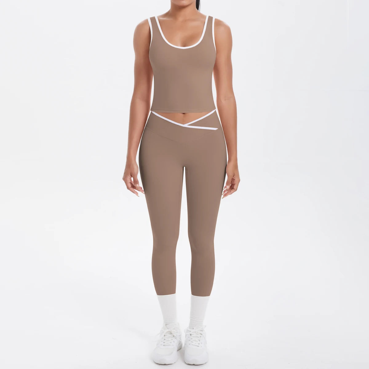 Conjunto de 2 piezas de pantalones de yoga con espalda descubierta y leggings para correr, de cintura alta, con estampado de melocotón y glúteos, para fitness y deportes.