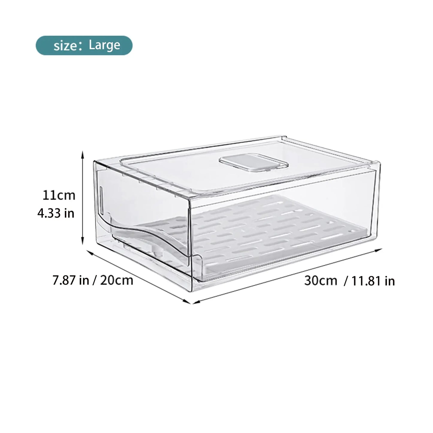 Organizador de refrigerador, contenedores apilables para refrigerador, contenedores reutilizables para almacenar alimentos, organizador de cajones para refrigerador en la cocina del hogar.