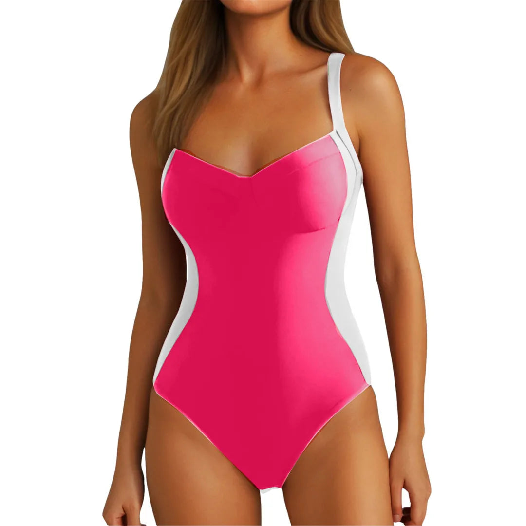 Traje de baño de una pieza con cordones y empalme de 7 colores, tallas S a XL, para mujer, corte de pierna alta, sin espalda, K6952