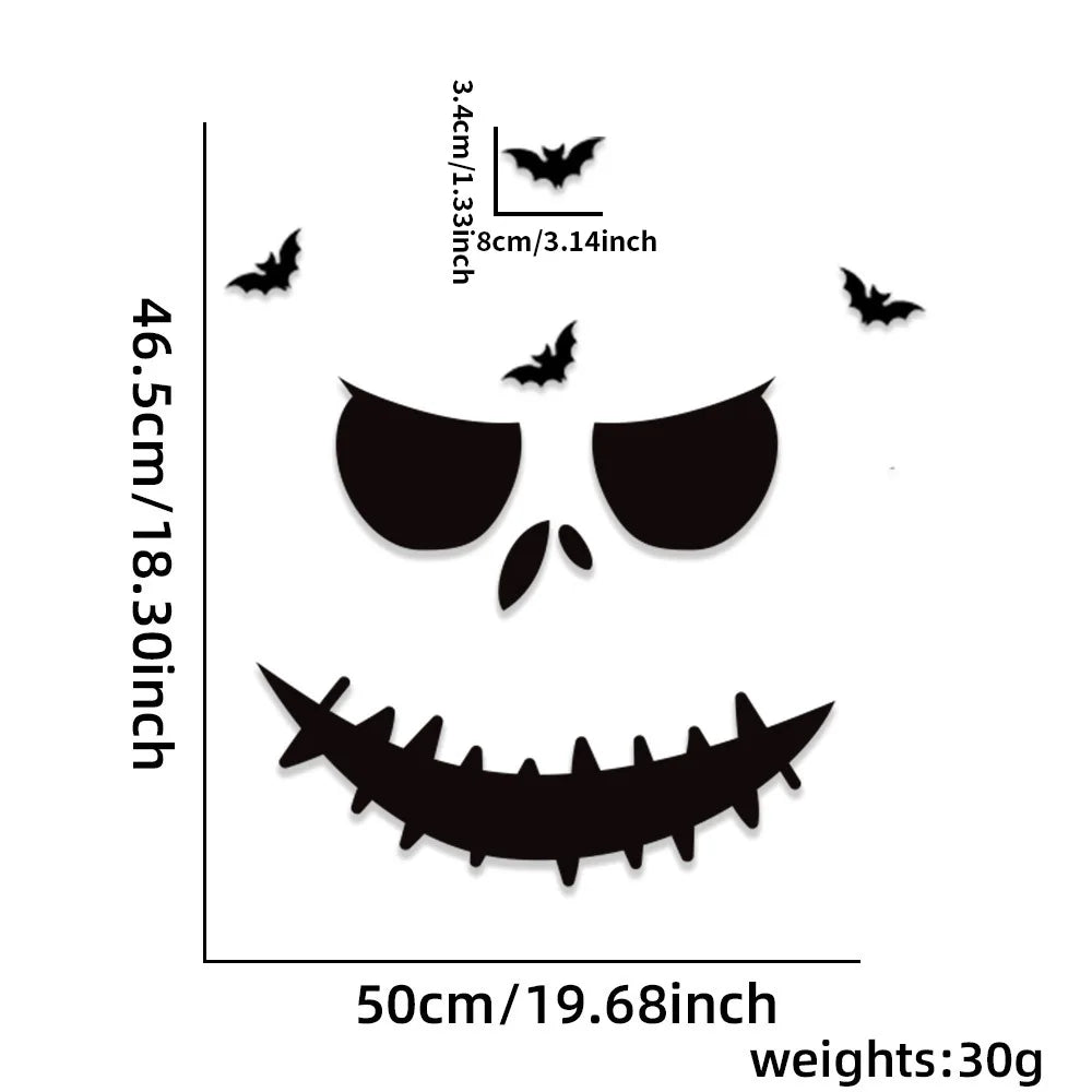 Pegatinas para puerta de habitación, decoración de Halloween, decoración de ventana, esqueleto, mano, calabaza, bricolaje, sombrero de bruja diablo, pegatinas para ventana de vidrio, fantasma