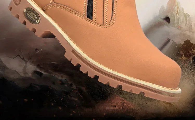 Zapatos de trabajo para hombre 2025, zapatos de seguridad impermeables, botas de cuero anti chispas, zapatos de soldador anti perforaciones y antideslizantes.