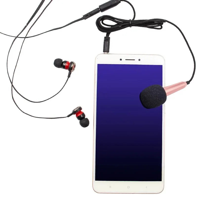 Micrófono de estudio estéreo portátil de 3,5 mm para karaoke, mini micrófono para teléfono inteligente, portátil, PC de escritorio, micrófono de audio de mano.