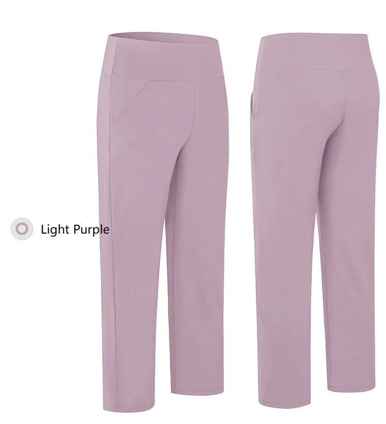 Pantalones deportivos para mujer, estilo casual, para yoga, holgados, de talle alto, elásticos, para entrenamiento físico, rectos, para correr, Yu02334
