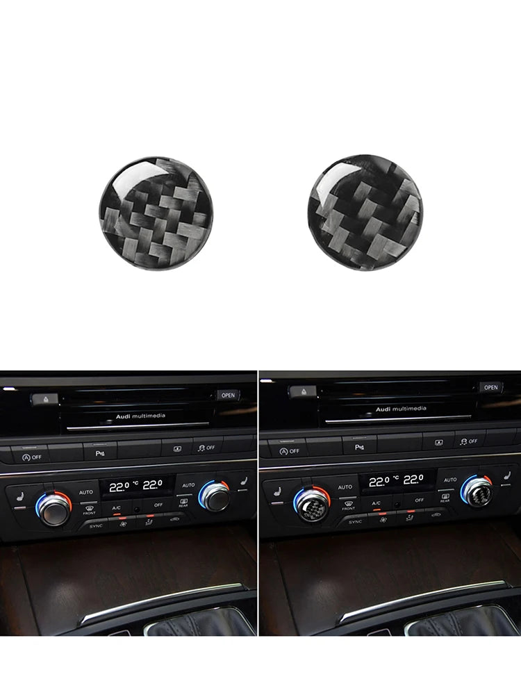 Accesorios decorativos para el interior del coche Audi A6 A7 2012 2013 2014 2015 2016 2017 2018, pegatinas negras de fibra de carbono, embellecedor de cubierta.