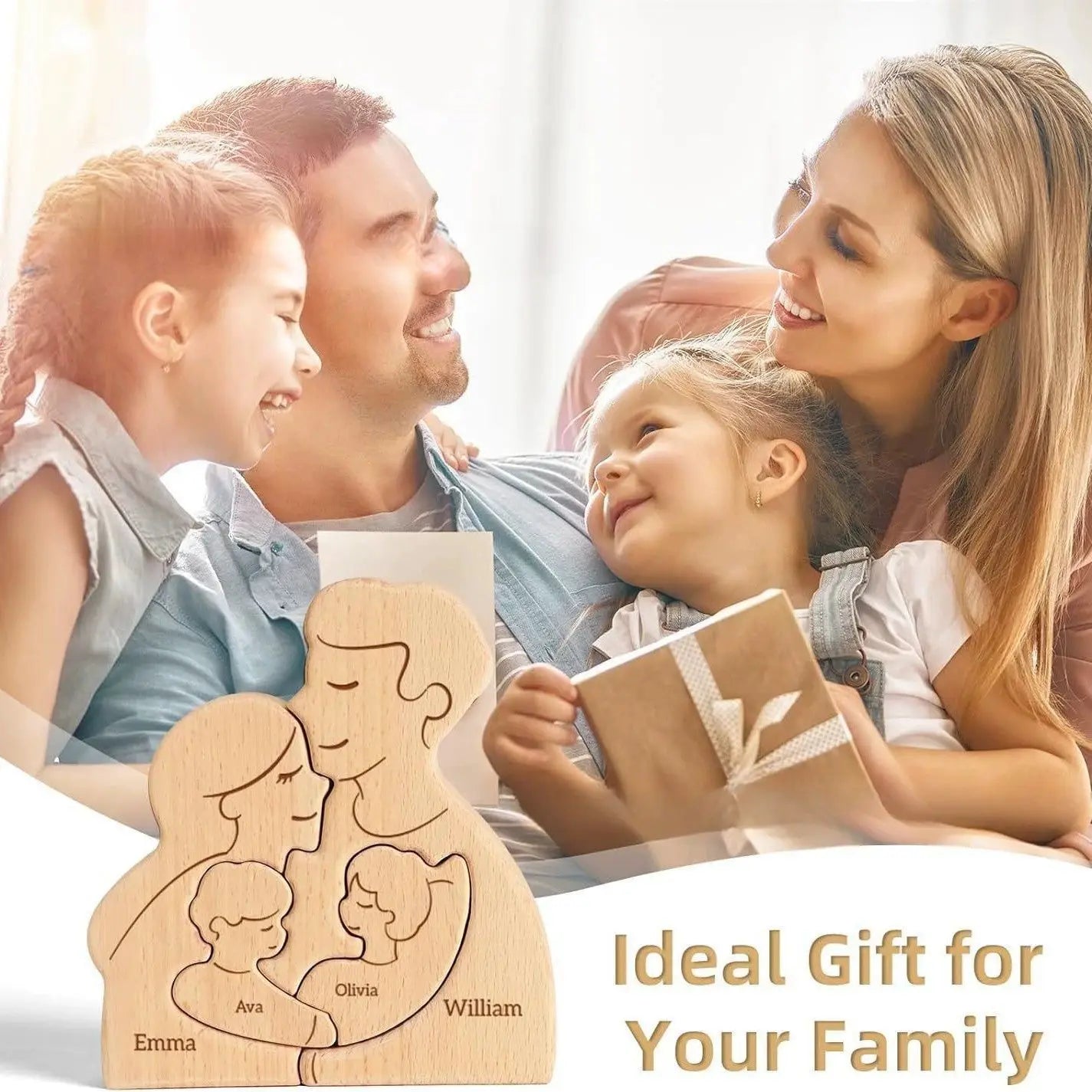 Decoraciones de madera con nombre personalizado, rompecabezas personalizados, decoraciones cálidas para el hogar, regalos cálidos para el Día de la Madre y el Día del Padre.