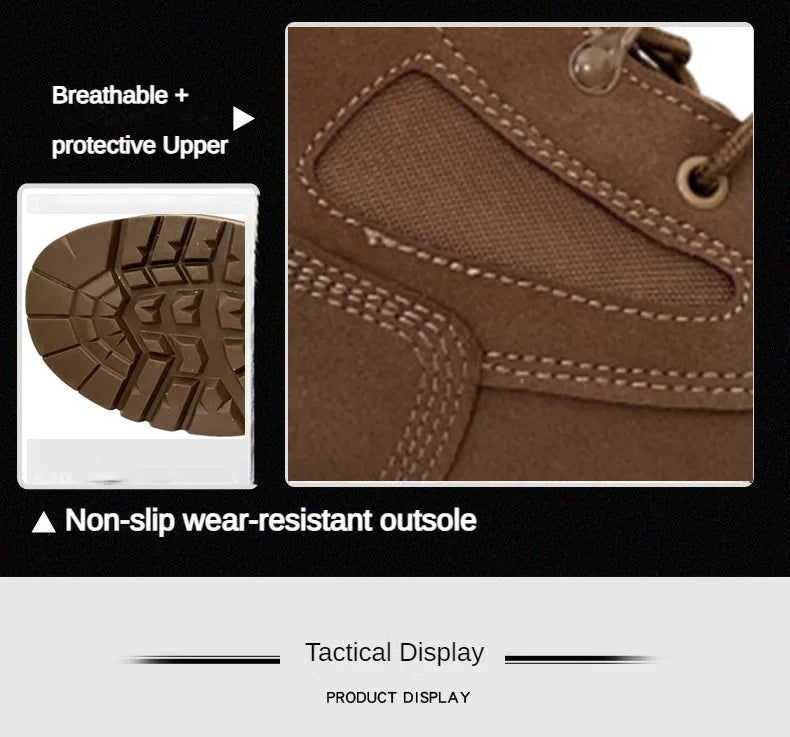 Botas tácticas de cuero para hombre, de nueva marca, para senderismo y actividades al aire libre. Botas transpirables hasta el tobillo.