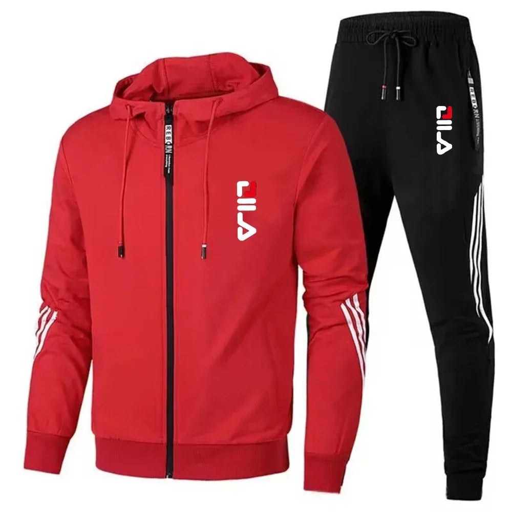 Conjunto deportivo para hombre primavera-otoño 2025: chaqueta deportiva informal + pantalón deportivo, moda para correr y conjunto deportivo con estilo.