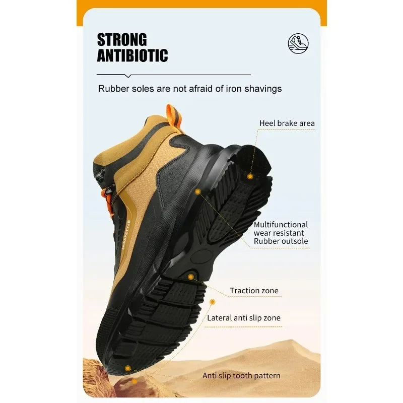 Zapatos de seguridad antisalpicaduras para hombre, botas de trabajo resistentes al desgaste, zapatos con punta de acero, zapatos protectores a prueba de pinchazos, zapatillas de seguridad