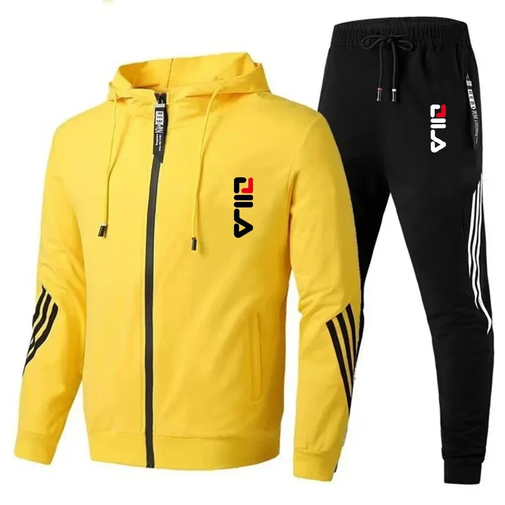 Conjunto deportivo para hombre primavera-otoño 2025: chaqueta deportiva informal + pantalón deportivo, moda para correr y conjunto deportivo con estilo.