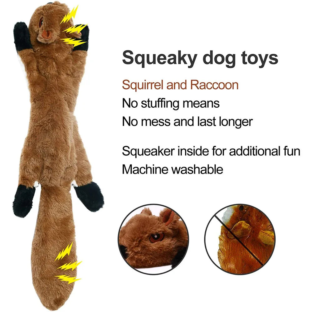 Divertido juguete de imitación de animal sin relleno para perros con chirriadores, duradero, de peluche sin relleno, con sonido chirriante, para masticar y arrugar.