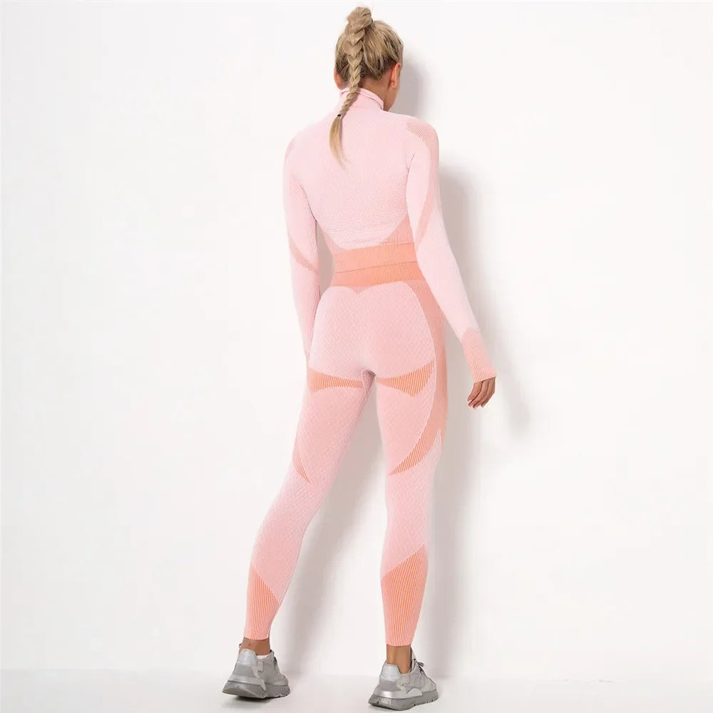 Conjunto de 3 piezas de yoga sin costuras, chaleco deportivo de fitness, pantalones de cintura alta que levantan la cadera, ropa de entrenamiento, conjunto de leggings de gimnasio para mujer