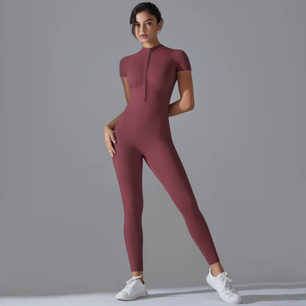 Women Zipper Bodysuits Fitness Sports Bodysuit Yoga Suit Breathable Quick Drying Sports Yoga Clothing Women Gym Push Up Workout
