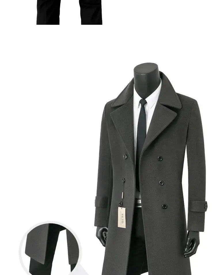 Abrigo de lana de alta calidad para jóvenes, cálido, informal, extralargo, cruzado, grueso, tallas grandes S-7XL 8XL 9XL