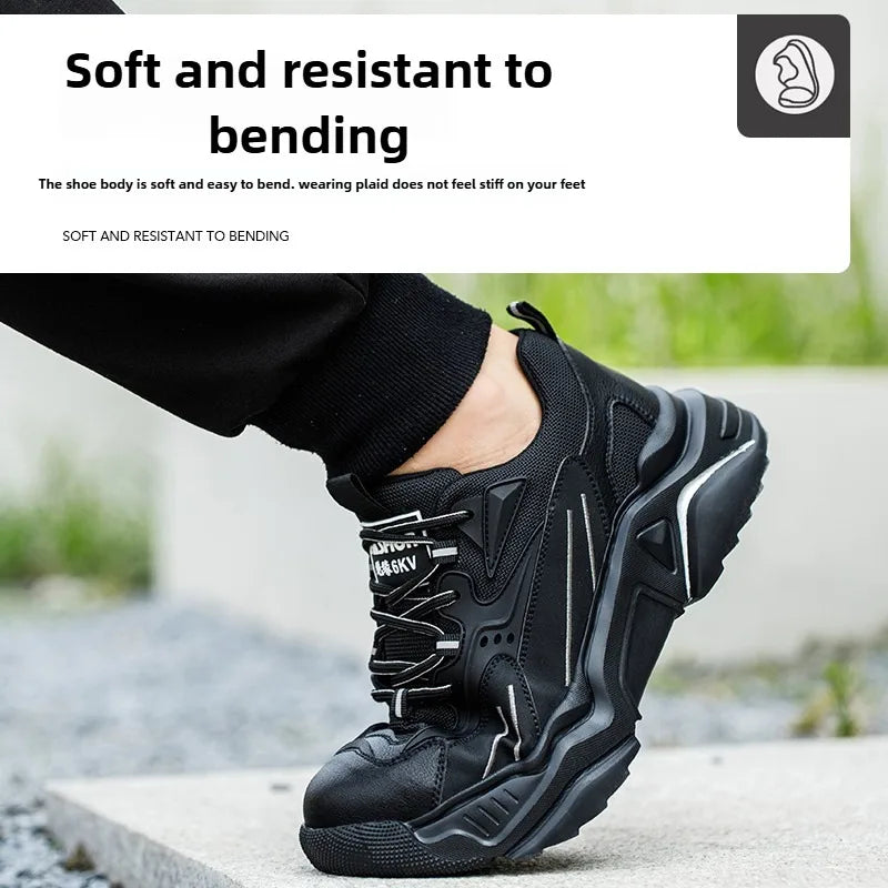 Safety Shoes Lightweight Breathable Steel Toe Anti Smash Puncture Proof Kevlar Soft Sole Insulated Work Sneakers for Men Women