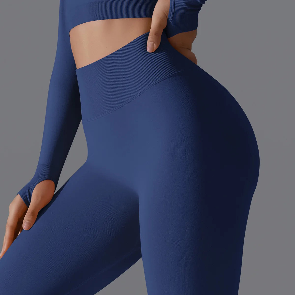 Leggings deportivos de yoga para mujer, sin costuras, cintura alta, elásticos, color sólido, para gimnasio, correr, secado rápido, realce y efecto moldeador.