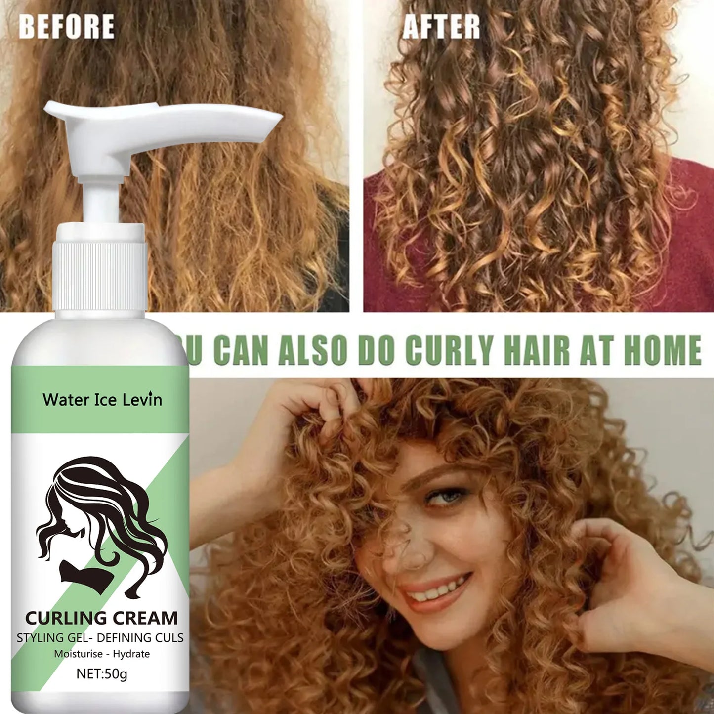 Crema para peinar cabello rizado, fórmula hidratante y suavizante, mejora la elasticidad y el brillo del cabello rizado, fácil de fijar.
