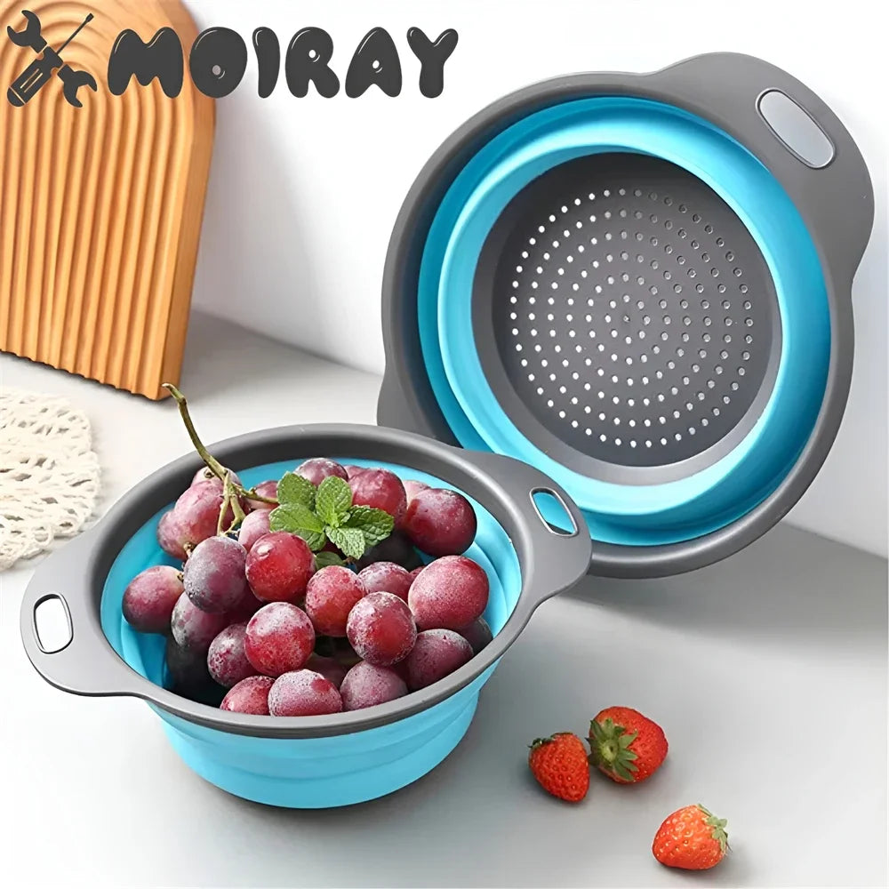 Colador plegable redondo, libre de BPA, cesta de drenaje para lavar frutas y verduras, colador de cocina, apto para lavavajillas.