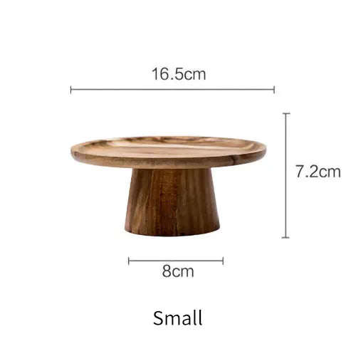 KEMORELA - Plato de madera alto para tartas, bandejas creativas para servir comida, bandeja de madera natural ecológica para postres, frutas y aperitivos, decoración del hogar