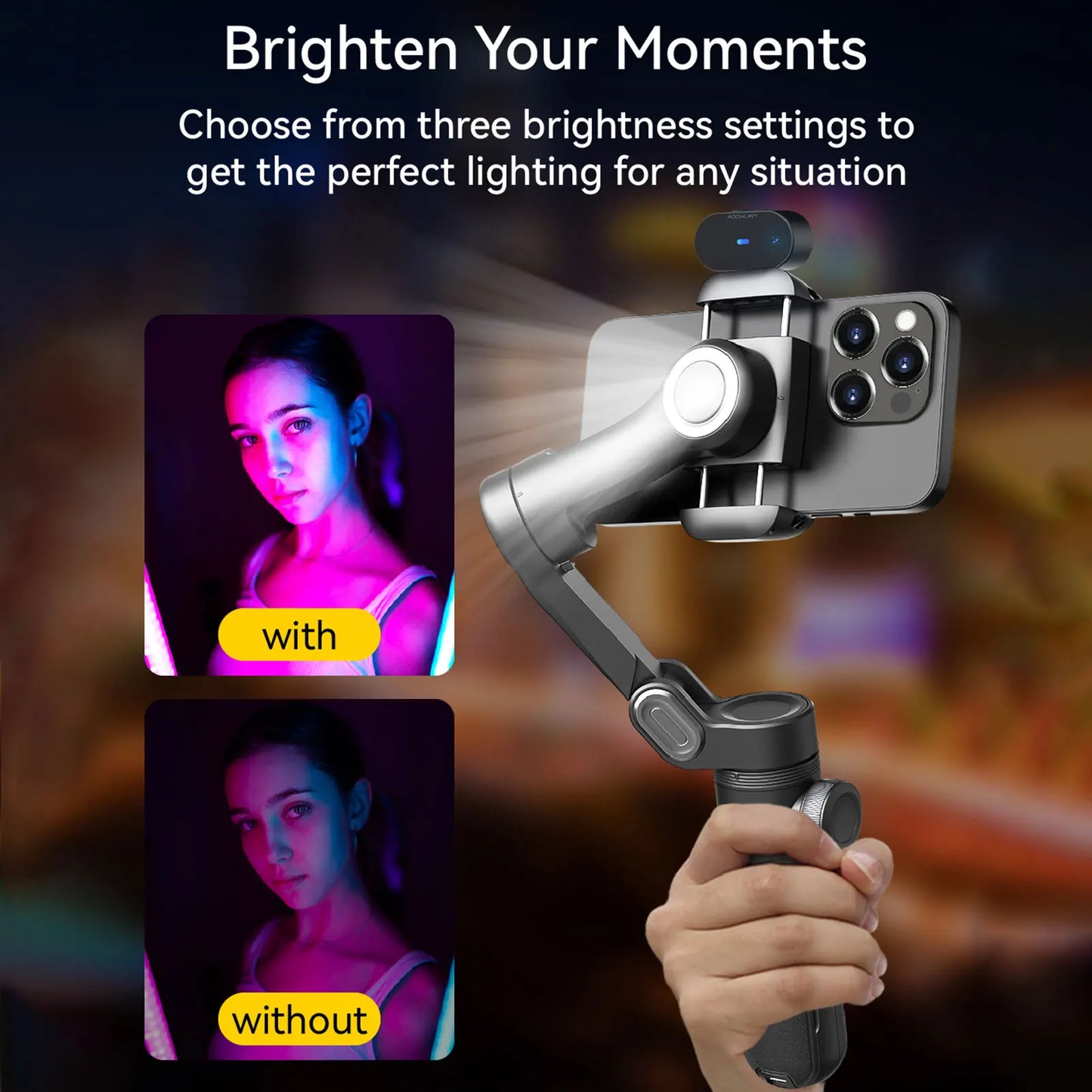 Estabilizador de cardán de 3 ejes AOCHUAN Smart XPro Ai para teléfonos inteligentes para grabación de video con iPhone y Android, estabilizador de seguimiento facial