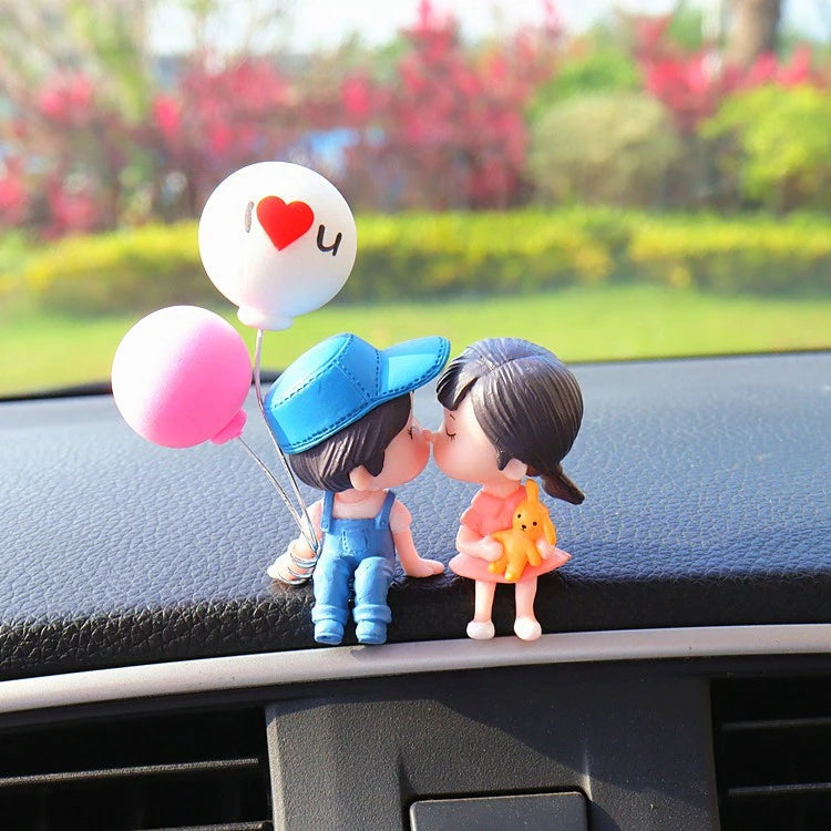Lindos adornos de pareja para coche, decoración de interiores, manualidades, escritorio de oficina, globos, adornos de pareja, decoración de figuras para panel de instrumentos