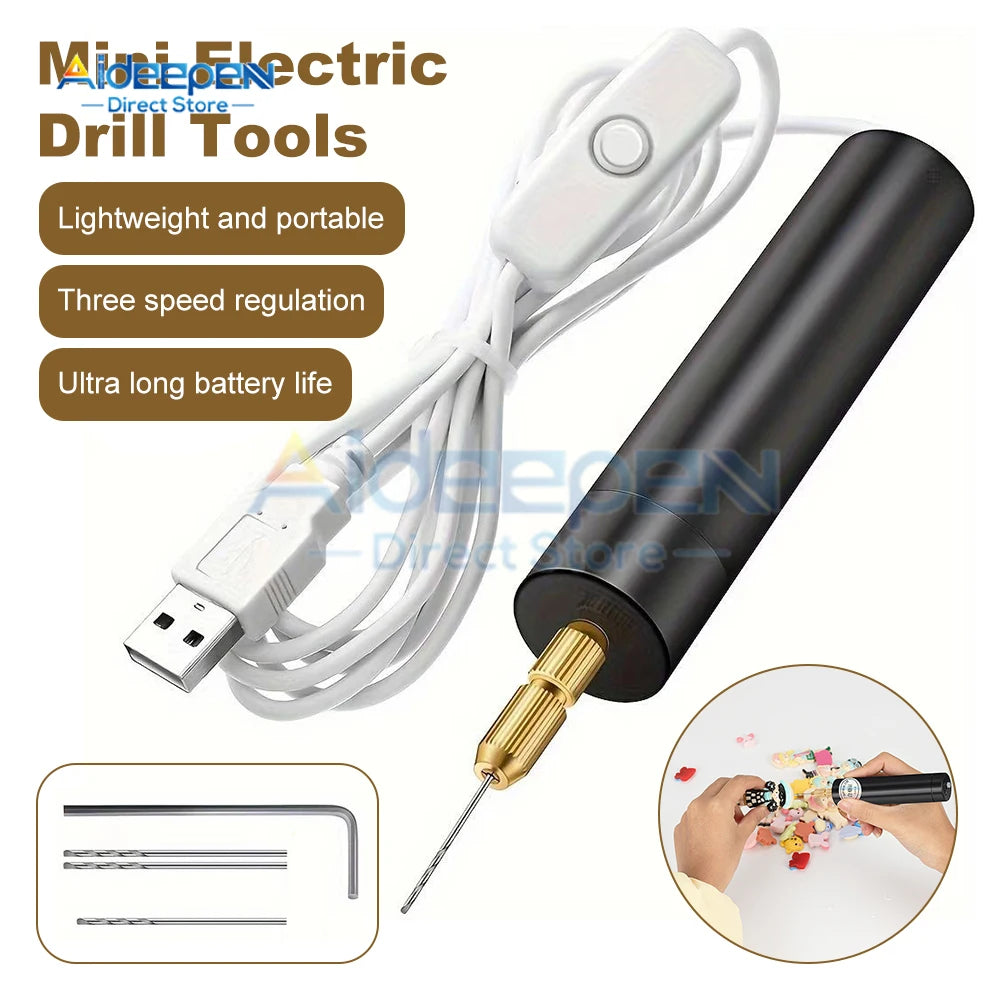 Mini taladro eléctrico de mano, bricolaje, USB, herramientas para resina epoxi, fabricación de joyas, artesanía en madera, grabado, pluma.