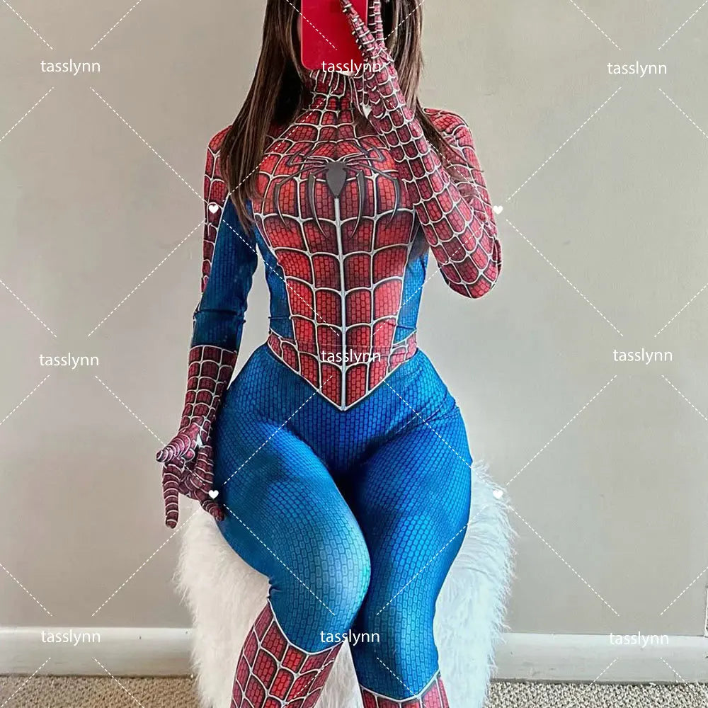 Spider Man Raimi Costume Zentai Suit Spandex Halloween Costumes Party Fancy Anime Cosplay Geek Girl Bodysuit Spider Girl Cosplay