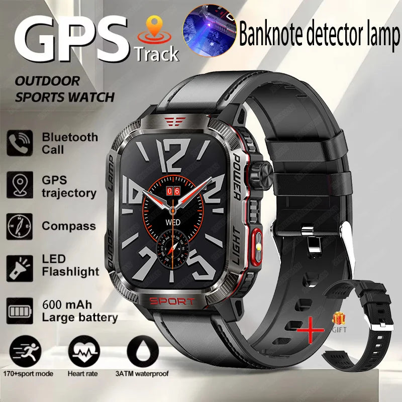 Nuevo reloj inteligente militar con GPS para Huawei y Xiaomi, linterna, brújula, resistente al agua, rastreador deportivo para exteriores, Bluetooth y llamadas.