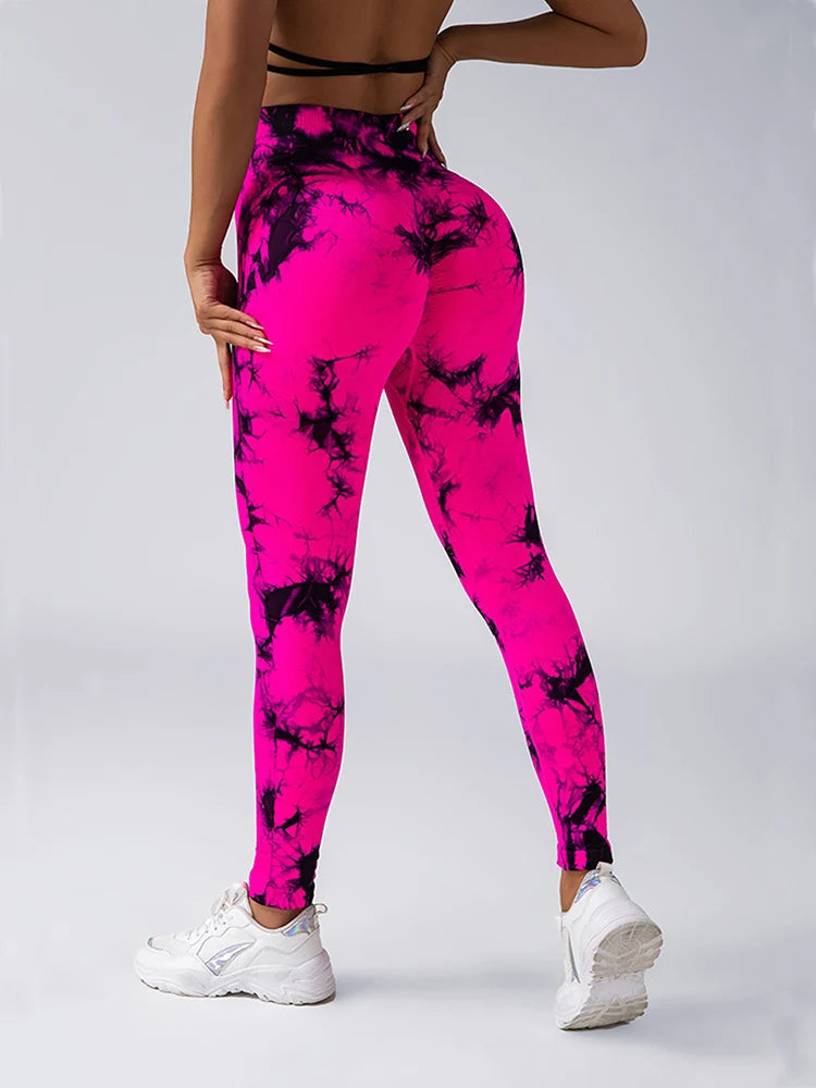 Mallas para mujer, leggings tie-dye, cintura alta, levanta glúteos, control de abdomen, push-up, sin costuras, pantalones de yoga, ropa deportiva para gimnasio.