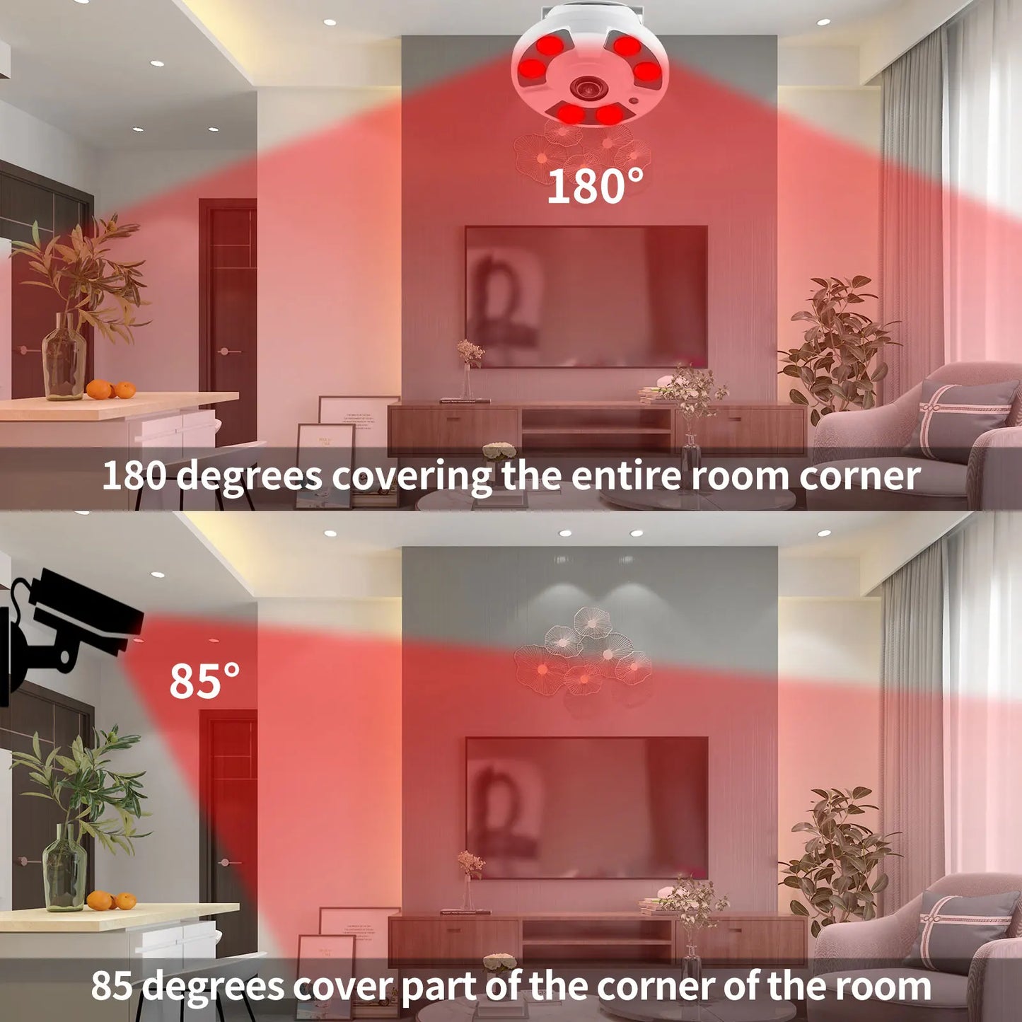 Cámara IP inalámbrica panorámica con lente ojo de pez de 1,7 mm y wifi de 5 MP, 180 grados, ONVIF iCSee, seguridad para el hogar, audio y visión nocturna.