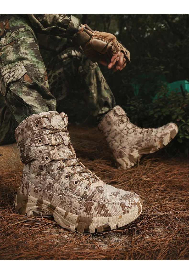 2024 Men boots Tactical Shoes High Top Hiking Durable  Anti-Slip Outdoor Climbing Trekking shoe Military Tactical Low Boots