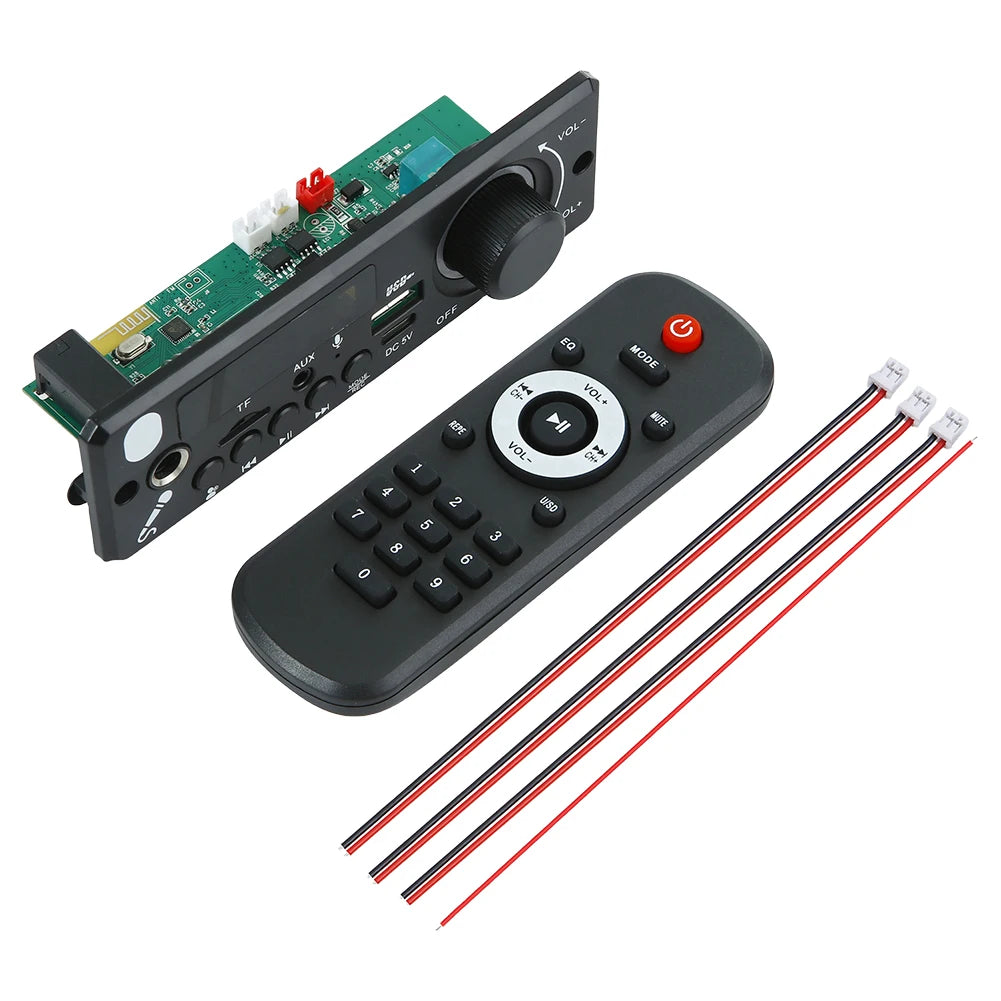 Módulo de radio FM para coche con amplificador de 6 W, CC 5 V, compatible con Bluetooth 5.0, módulo de audio TF, USB, reproductor de MP3, llamadas manos libres con control remoto