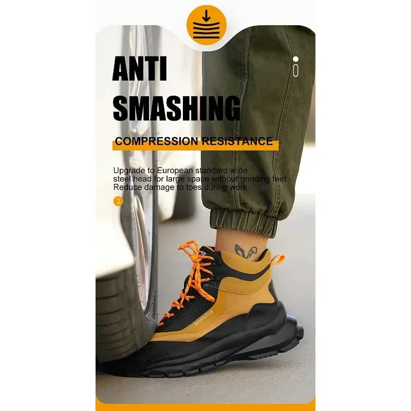 Zapatos de seguridad antisalpicaduras para hombre, botas de trabajo resistentes al desgaste, zapatos con punta de acero, zapatos protectores a prueba de pinchazos, zapatillas de seguridad