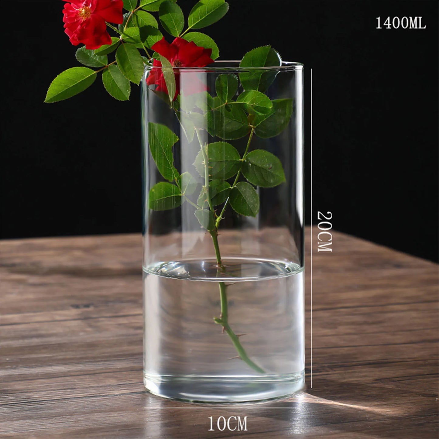Maceta de vidrio para escritorio con plantas hidropónicas, florero de vidrio transparente, florero cilíndrico para dormitorio, decoración del hogar