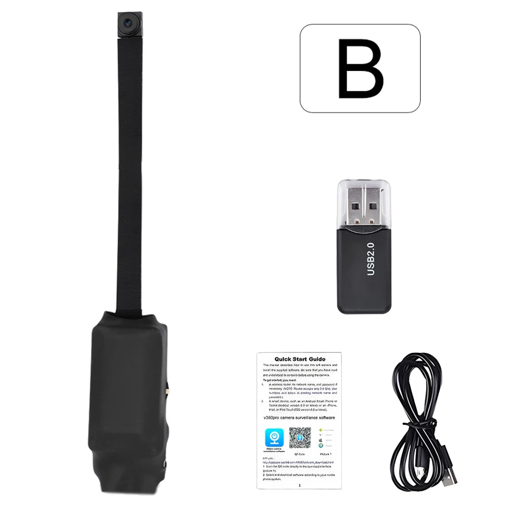 Mini cámara portátil WiFi HD 1080P DIY, microvideocámara P2P, cámara web inalámbrica, grabación en bucle, compatible con visualización remota