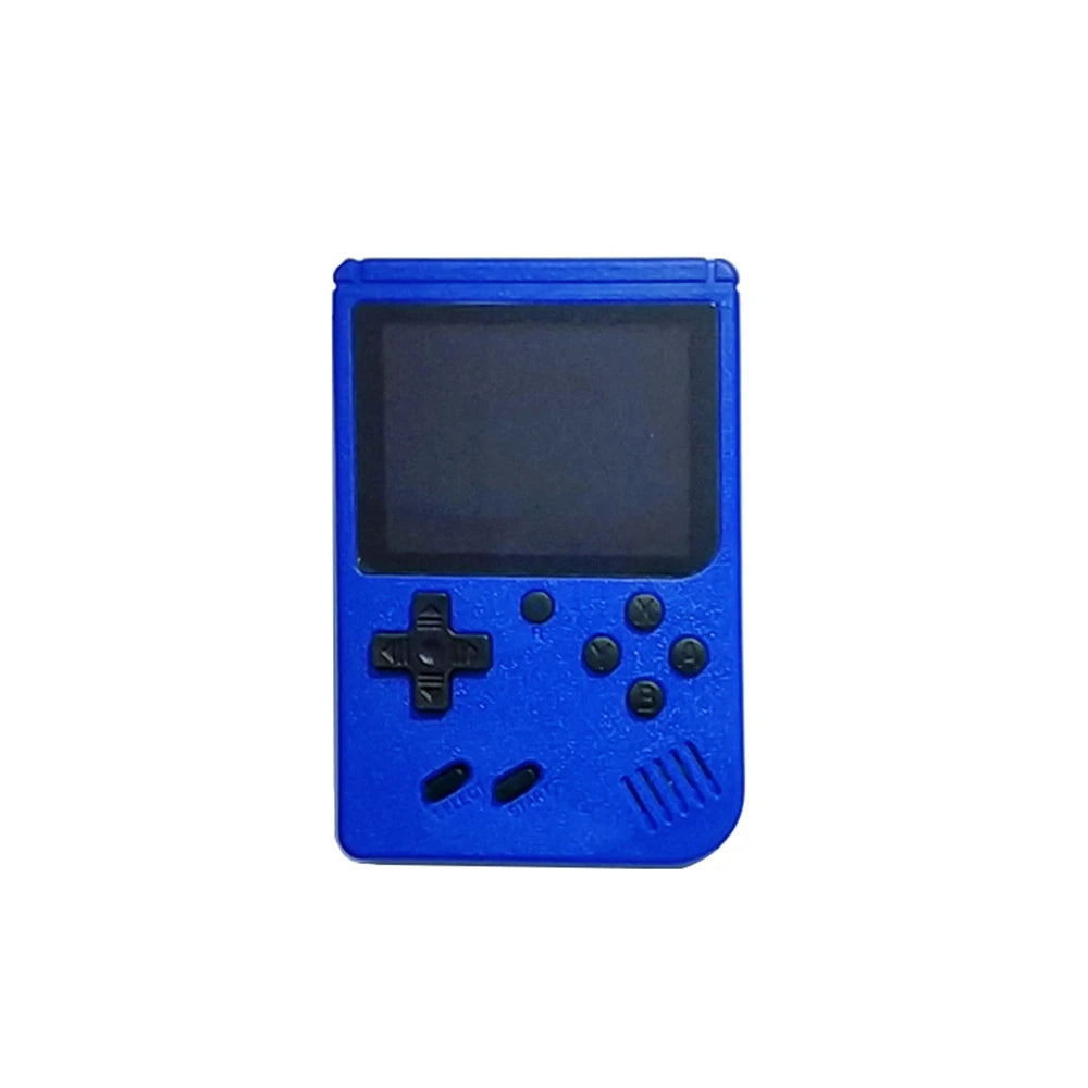 Una pequeña consola de juegos portátil para niños con juegos clásicos retro rojos con cientos de juegos que se pueden cargar y se pueden conectar al televisor.